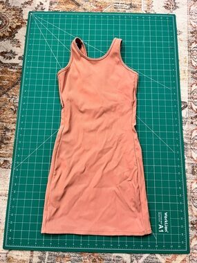 Women’s Sleeveless Ribbed Tank Dress — Coral Pink